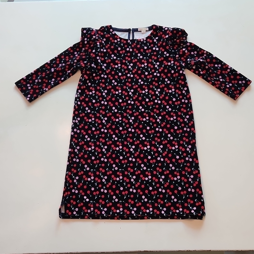 Crewcuts Girls Cherry Print Ruffle Dress Black Pink Red Size 10 NWT